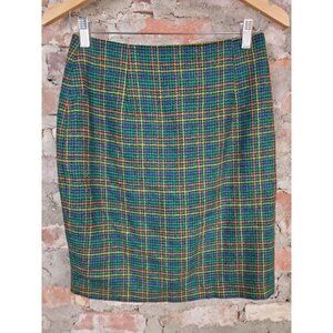 Vintage Donna Dannielle Green Plaid Skirt Womens Sz 8 Short Straight J